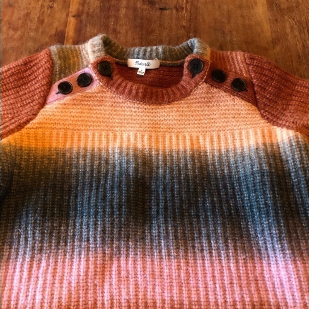 Madewell Sweater Space-Dyed Button Shoulder Crewneck - Picture 3 of 11